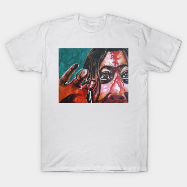 Oldboy - "See No Evil" Dae-Su Oh canvased portrait (original) T-Shirt by StagArtStudios